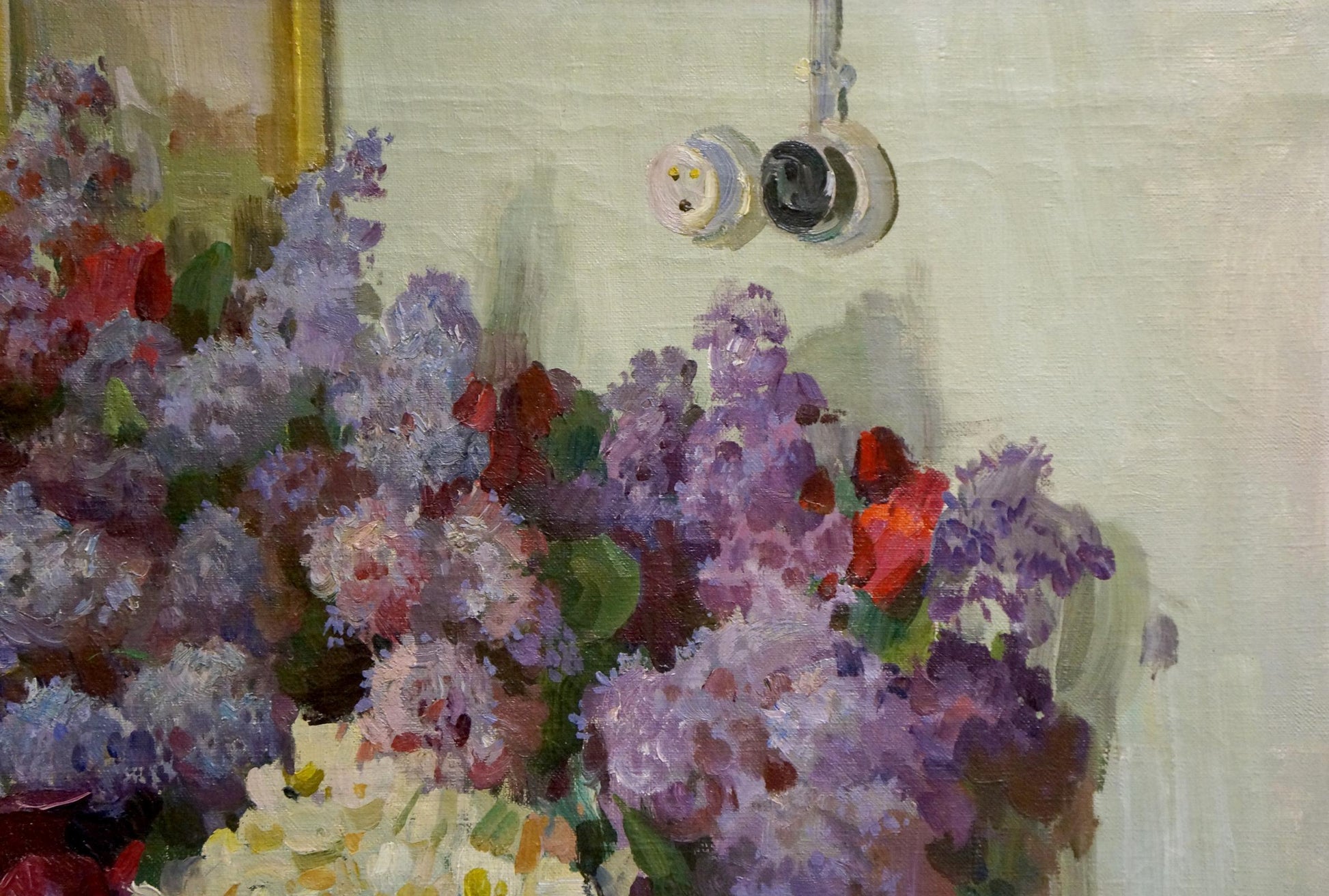 Vibrant purple pink lilacs bouquet by Samusev Fedor Afanasevich oil painting