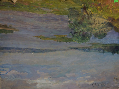 Textured oil painting of serene woods landscape by Kolosovsky Georgy Sergeevich