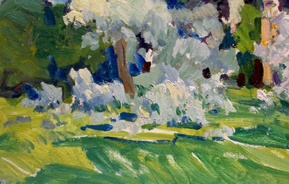 Vibrant impressionist oil painting The trees have blossomed by Kolosovsky Georgy Sergeevich