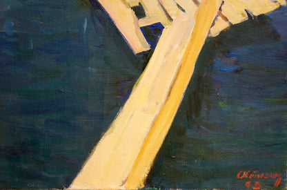 Textured impressionistic oil painting of yellow beam by Armen Arshakovich