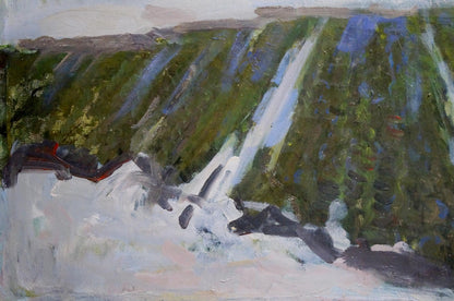 Oil painting Frozen field by Gerus Boris Stepanovich, impressionistic waterfall