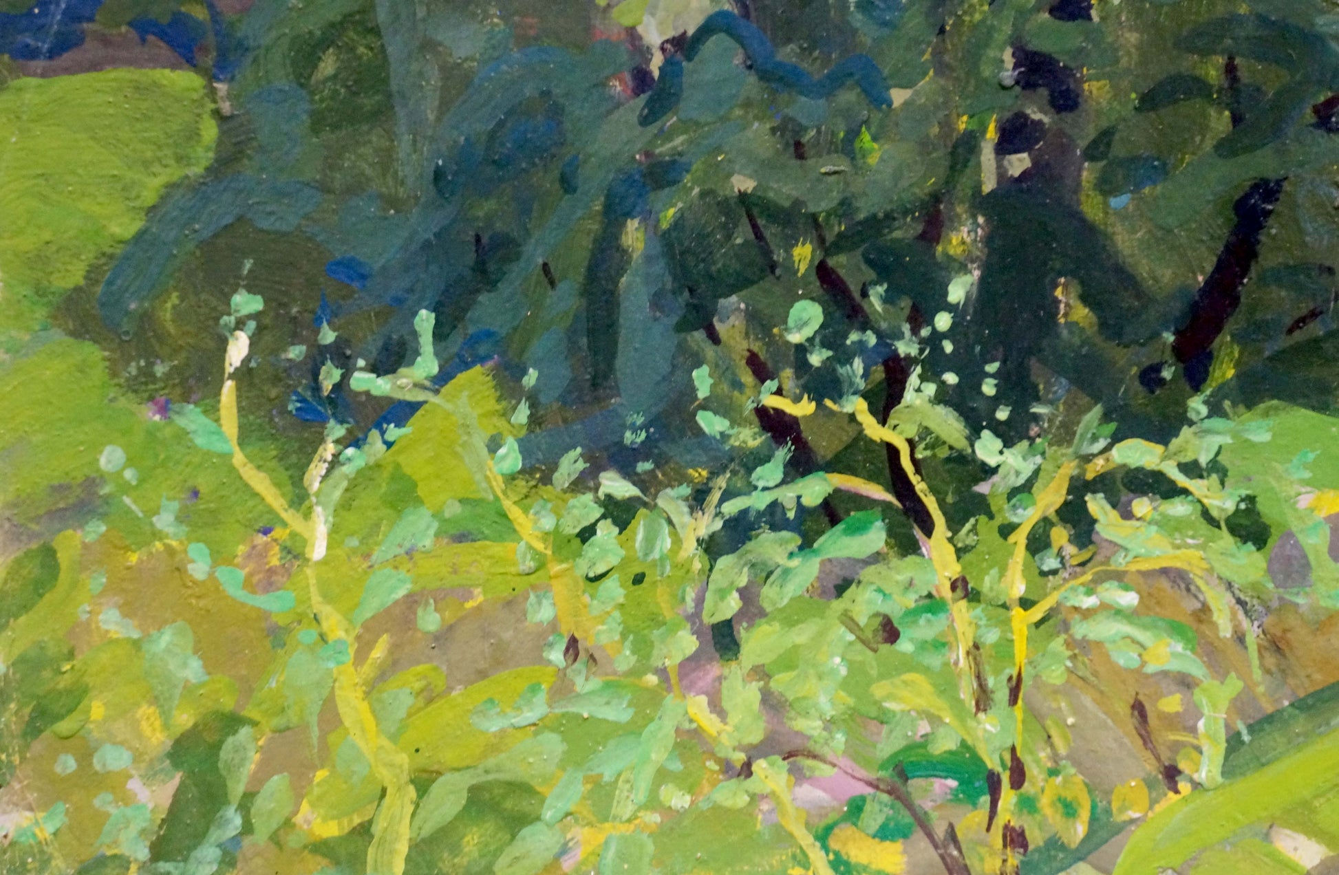 Vibrant impressionistic oil painting of birch grove by Kolosovsky Georgy Sergeevich