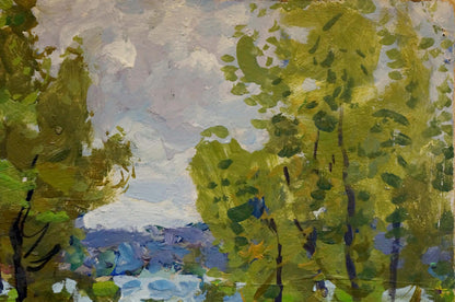 Vibrant impressionist oil painting Birch Grove by Kolosovsky Georgy Sergeevich