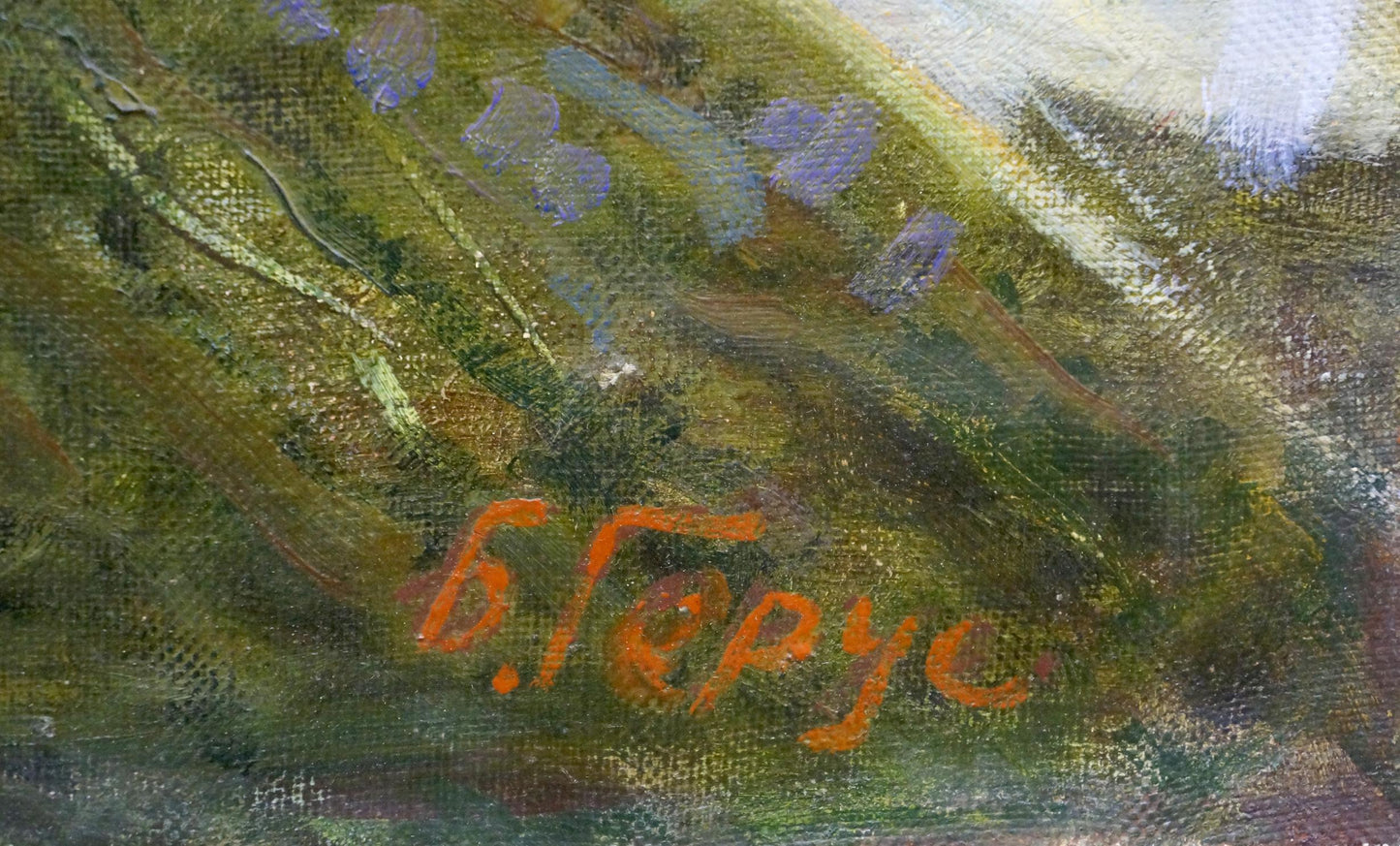 Oil painting Frozen field by Gerus Boris Stepanovich with orange cursive signature