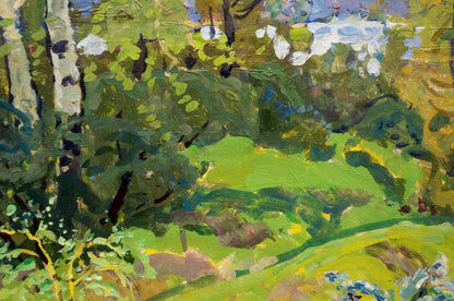 Vibrant impressionistic Birch Grove oil painting by Kolosovsky Georgy Sergeevich