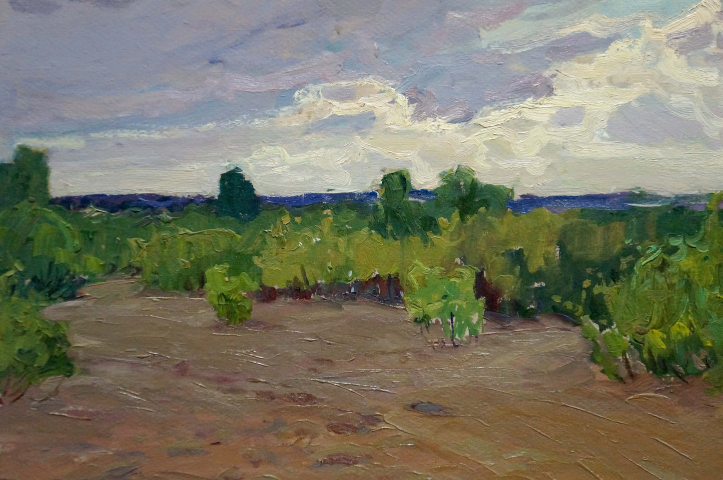 Oil painting Its starting to rain by Fomin Anatoly Nikiforovich, rainy landscape