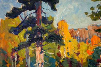 Vibrant impressionist oil painting Golden autumn by Fomin Anatoly Nikiforovich