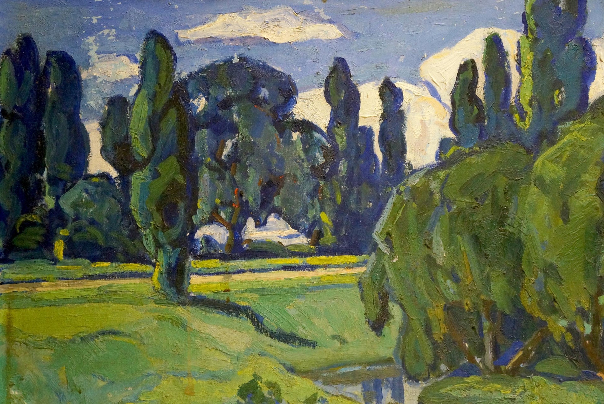 Oil painting by Gerus Boris Stepanovich: impressionist trees in greens and blues