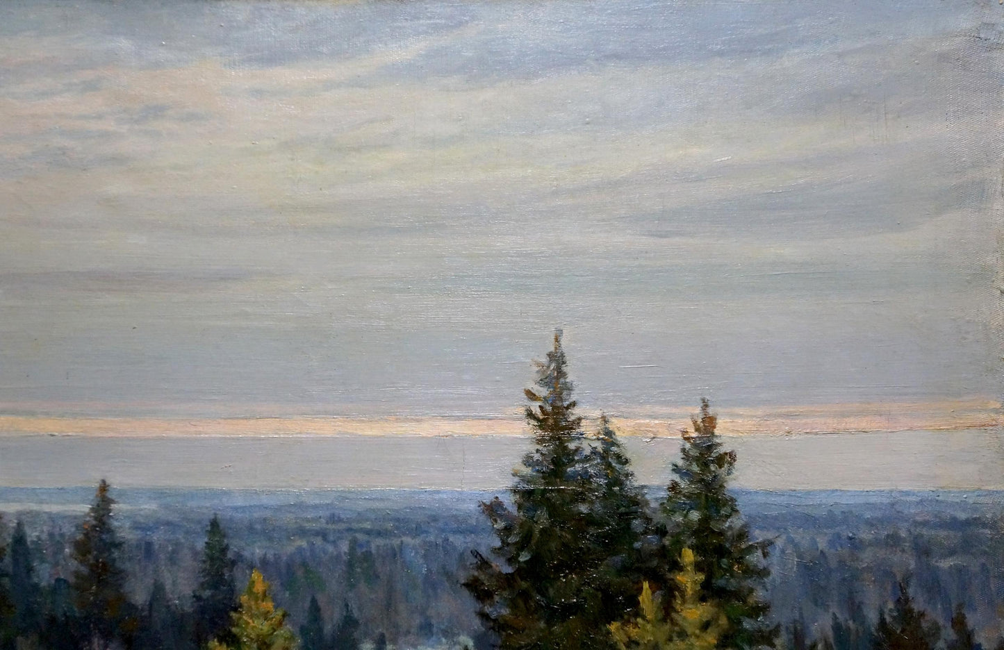 Oil painting of serene forest landscape by Starshinov V. V