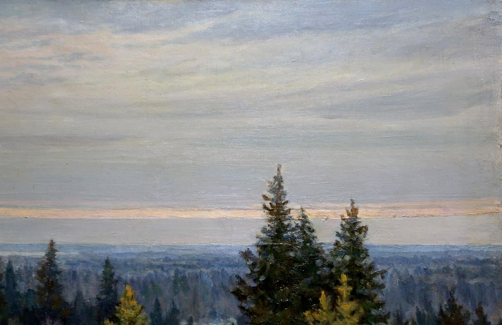 Oil painting of serene forest landscape by Starshinov V. V