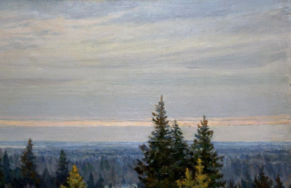 Oil painting of serene forest landscape by Starshinov V. V