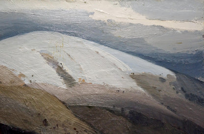 Oil painting of snowy mountain hills by Golubev Vasily Ivanovich
