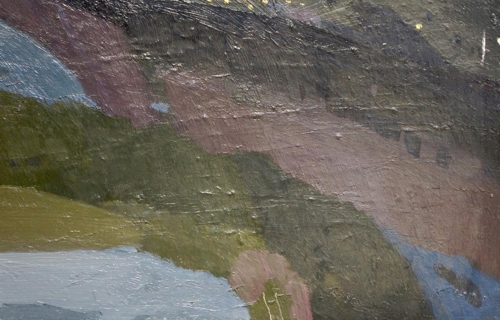 Oil painting of mountain landscape by Golubev Vasily Ivanovich in earthy tones