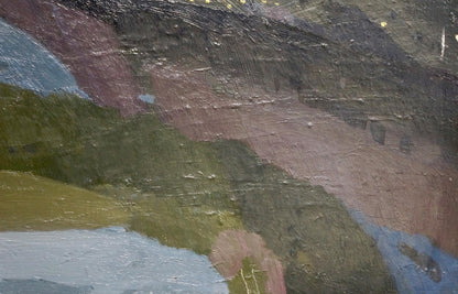 Oil painting of mountain landscape by Golubev Vasily Ivanovich in earthy tones