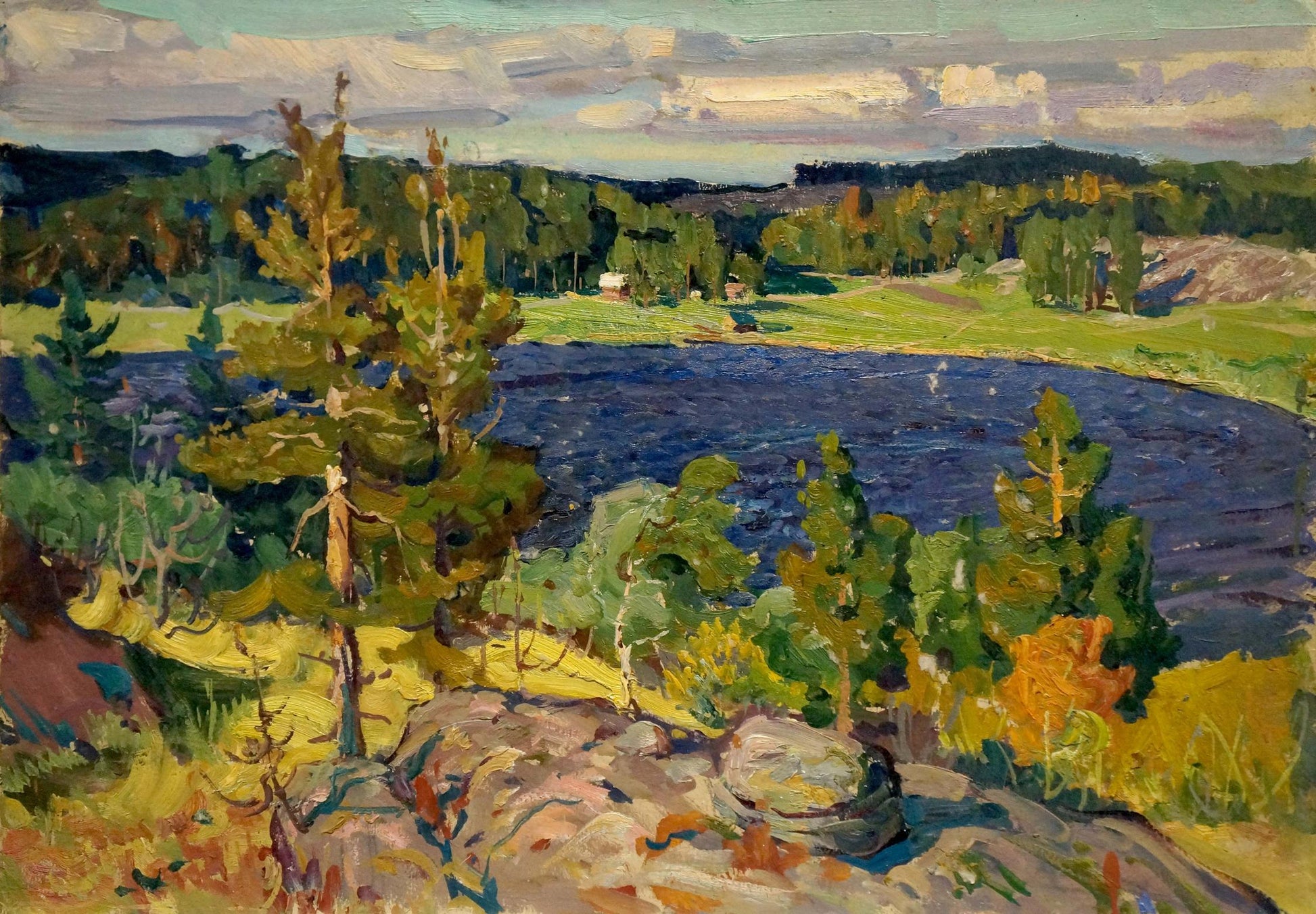 Oil painting Lake by Fomin Anatoly Nikiforovich serene landscape