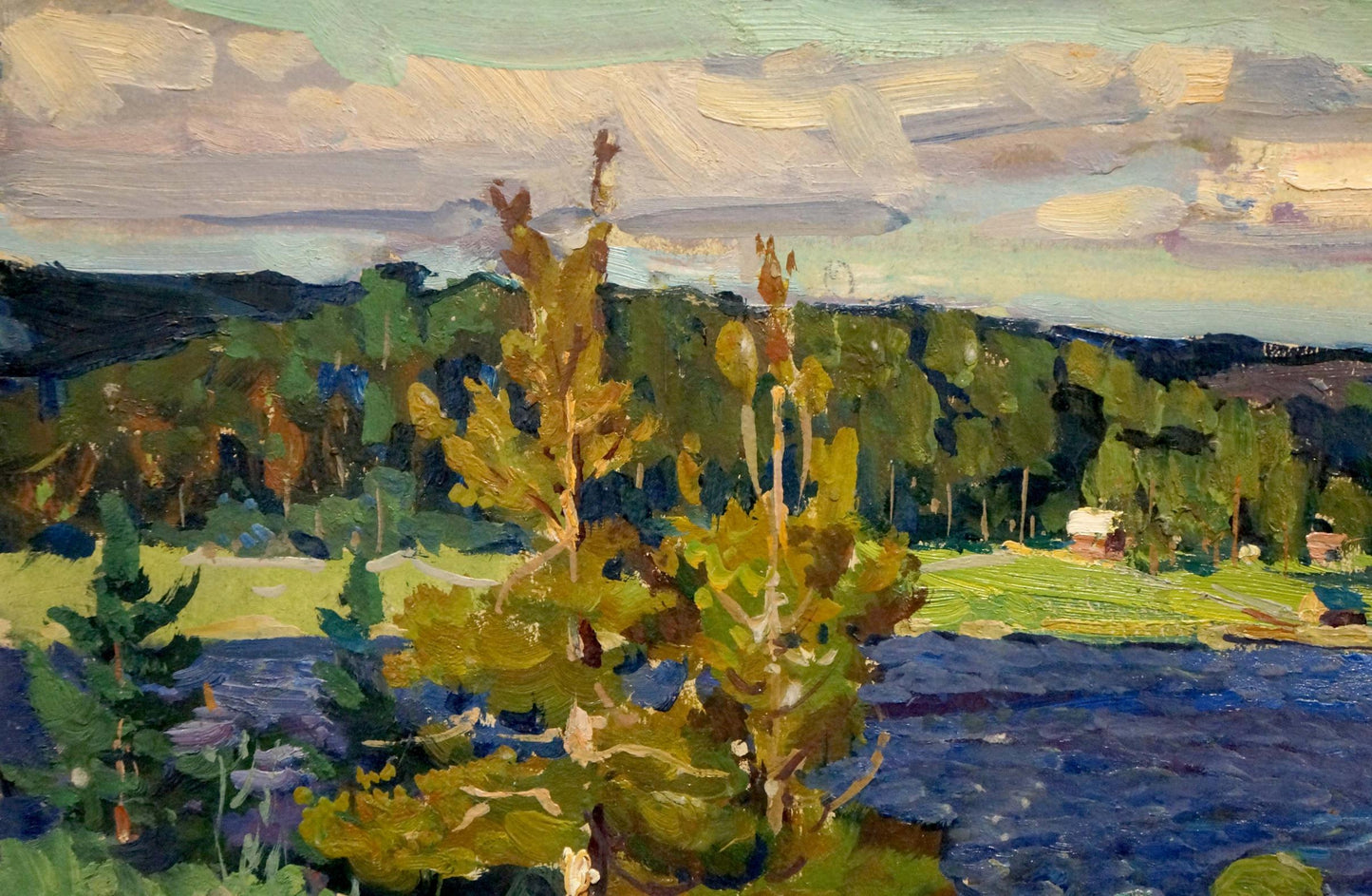 Vibrant impressionist oil painting Lake Fomin by Anatoly Nikiforovich