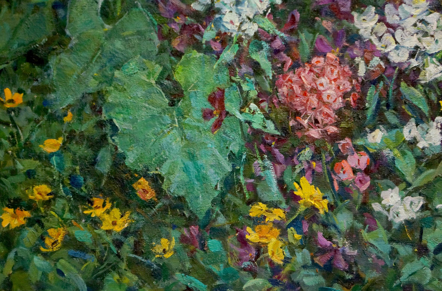 Vibrant impressionistic oil painting of lush foliage blooms by Kompaniyets-Kiyanchenko Nadezhda Dmitriyevna