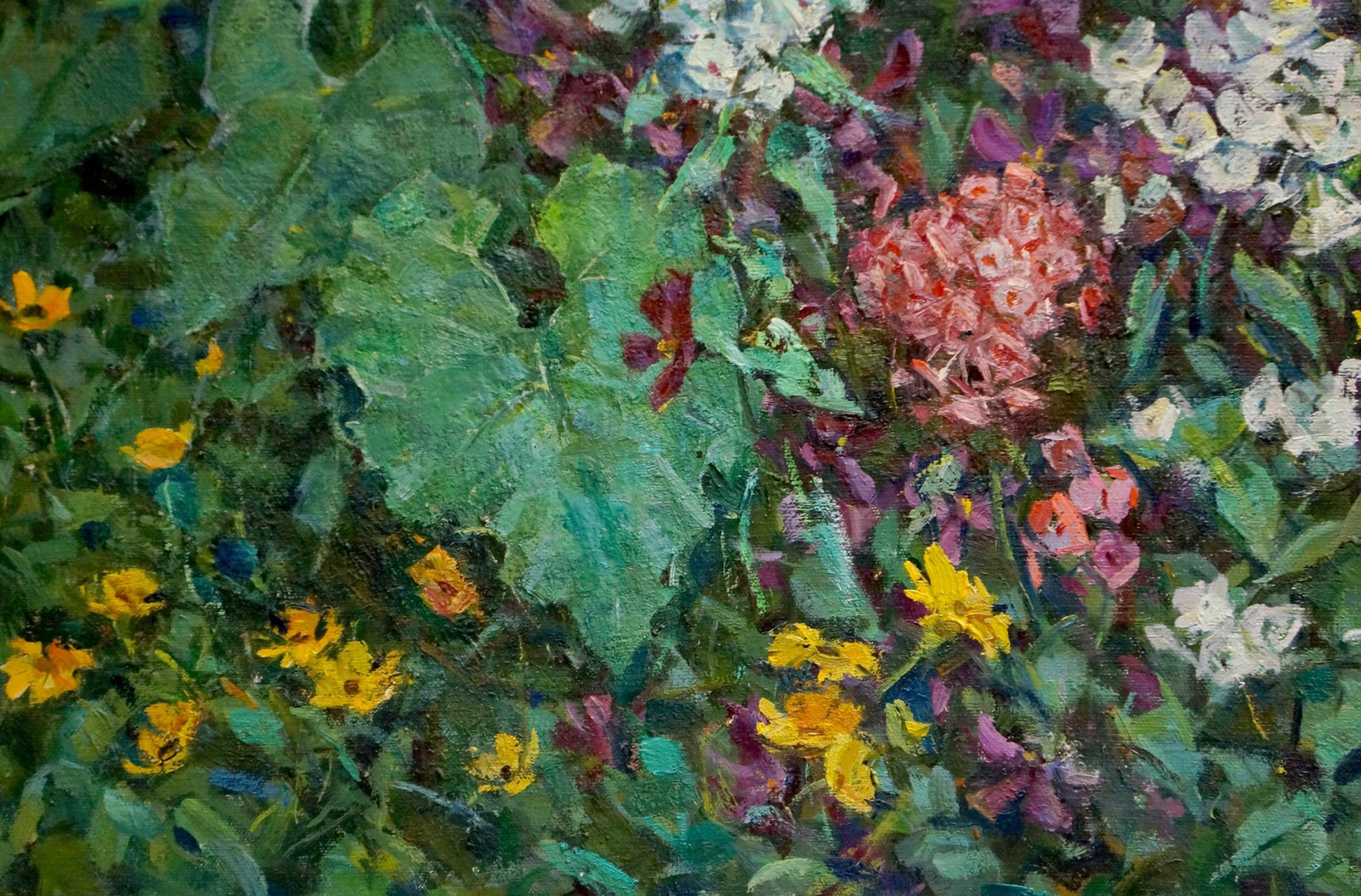 Vibrant impressionistic oil painting of lush foliage blooms by Kompaniyets-Kiyanchenko Nadezhda Dmitriyevna