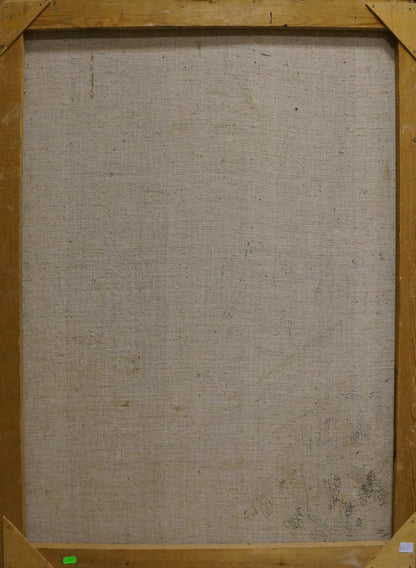 Oil painting Foliage blooms by Kompaniyets-Kiyanchenko Nadezhda Dmitriyevna in beige linen canvas and light wood frame