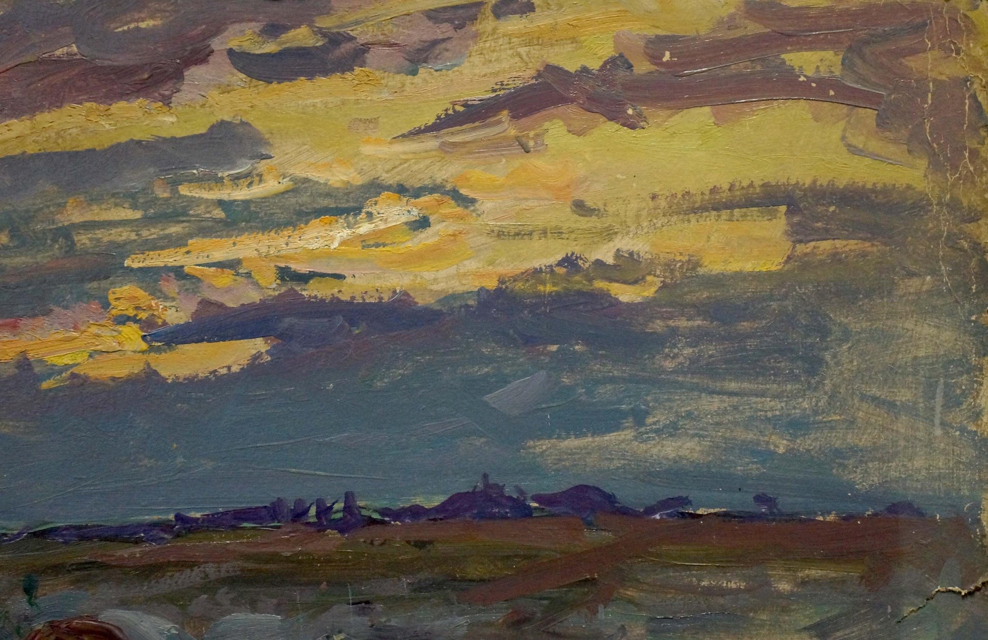 Oil painting Sunset by Fomin Anatoly Nikiforovich, dramatic textured sky