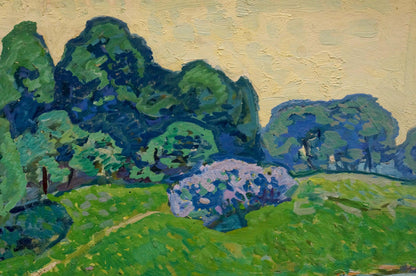 Oil painting Warm morning by Gaiduk Viktor Kirillovich with green hills