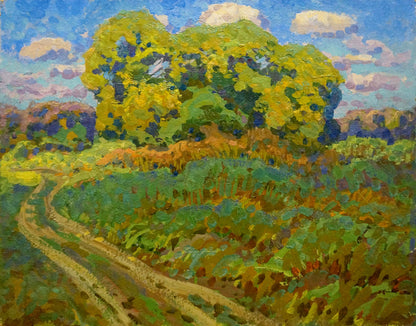 Vibrant impressionist oil painting Meadow Road by Ruban Grigory Savelievich