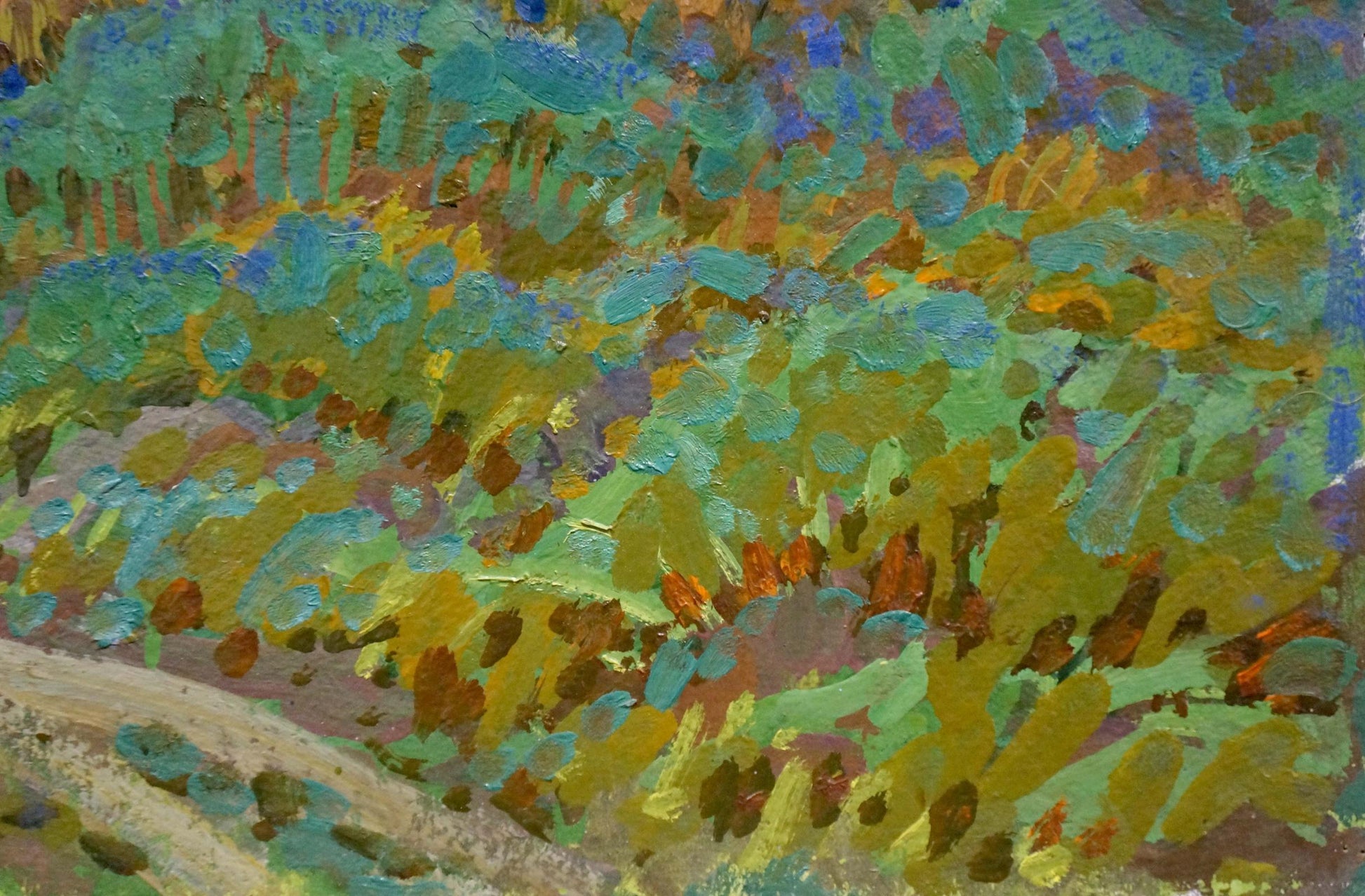 Vibrant impressionist oil painting Meadow road by Ruban Grigory Savelievich