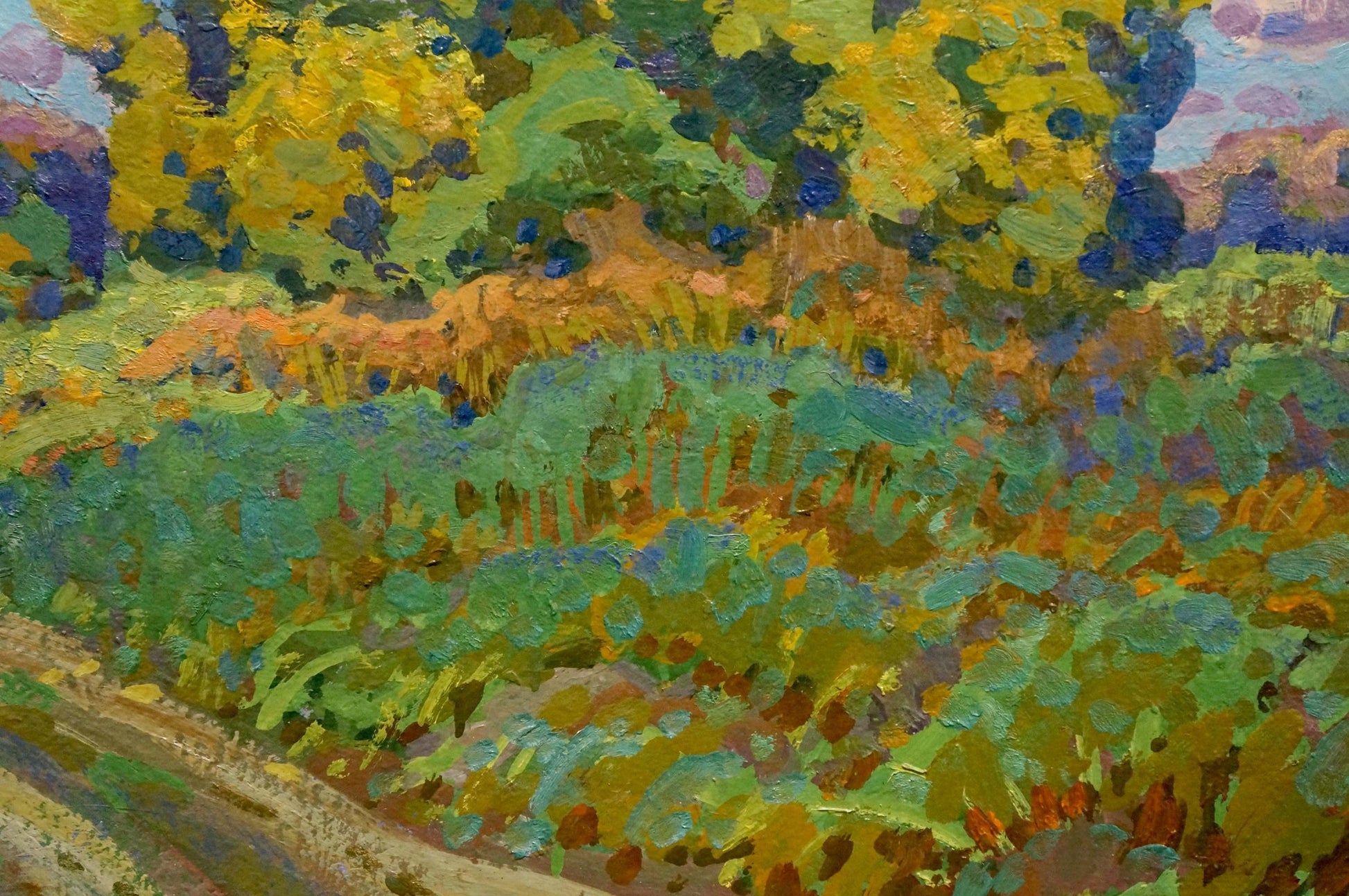 Vibrant impressionist oil painting Meadow Road by Ruban Grigory Savelievich