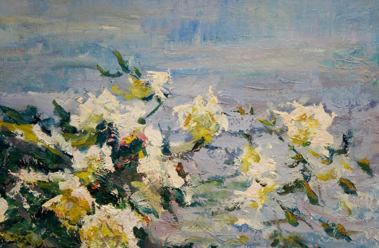 Oil painting Still life by Godun Nikolay Petrovich with white yellow blossoms