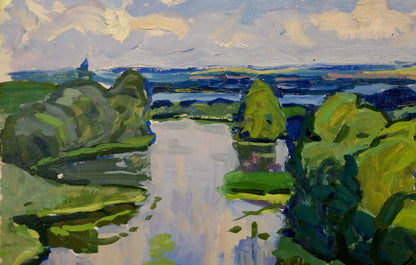 Vibrant impressionist oil painting On the Dnieper by Ruban Grigory Savelievich