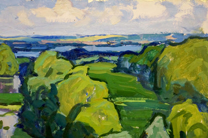 Vibrant green hills in On the Dnieper by Ruban Grigory Savelievich oil painting