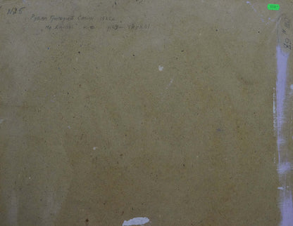 Back of Oil painting On the Dnieper by Ruban Grigory Savelievich, beige textured surface with handwritten text