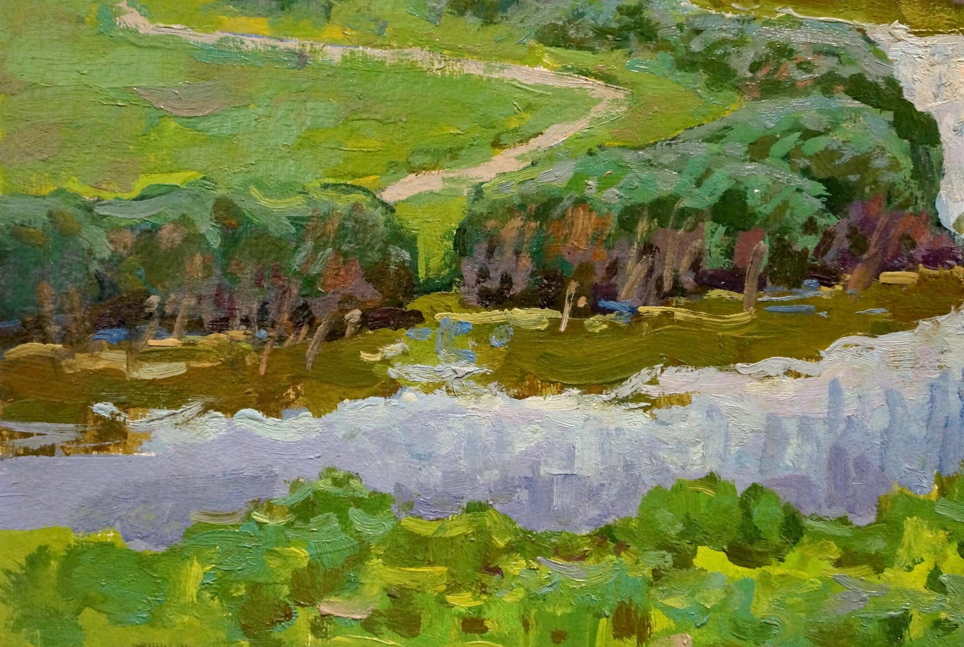 Vibrant impressionist oil painting of Dnieper floodplain by Ruban Grigory Savelievich