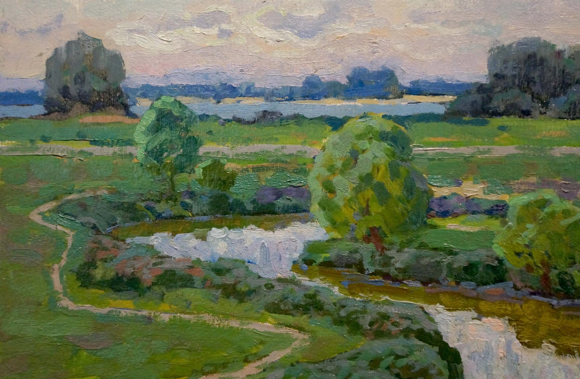 Serene impressionist oil painting In the Dnieper floodplain by Ruban Grigory Savelievich
