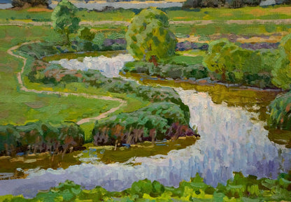 Oil painting In the Dnieper floodplain by Ruban Grigory Savelievich
