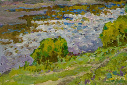 Vibrant impressionist oil painting In the Summer by the River by Ruban Grigory Savelievich