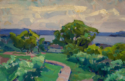 Oil painting Warm summer day by Anatoly Fomin: winding path to blue horizon
