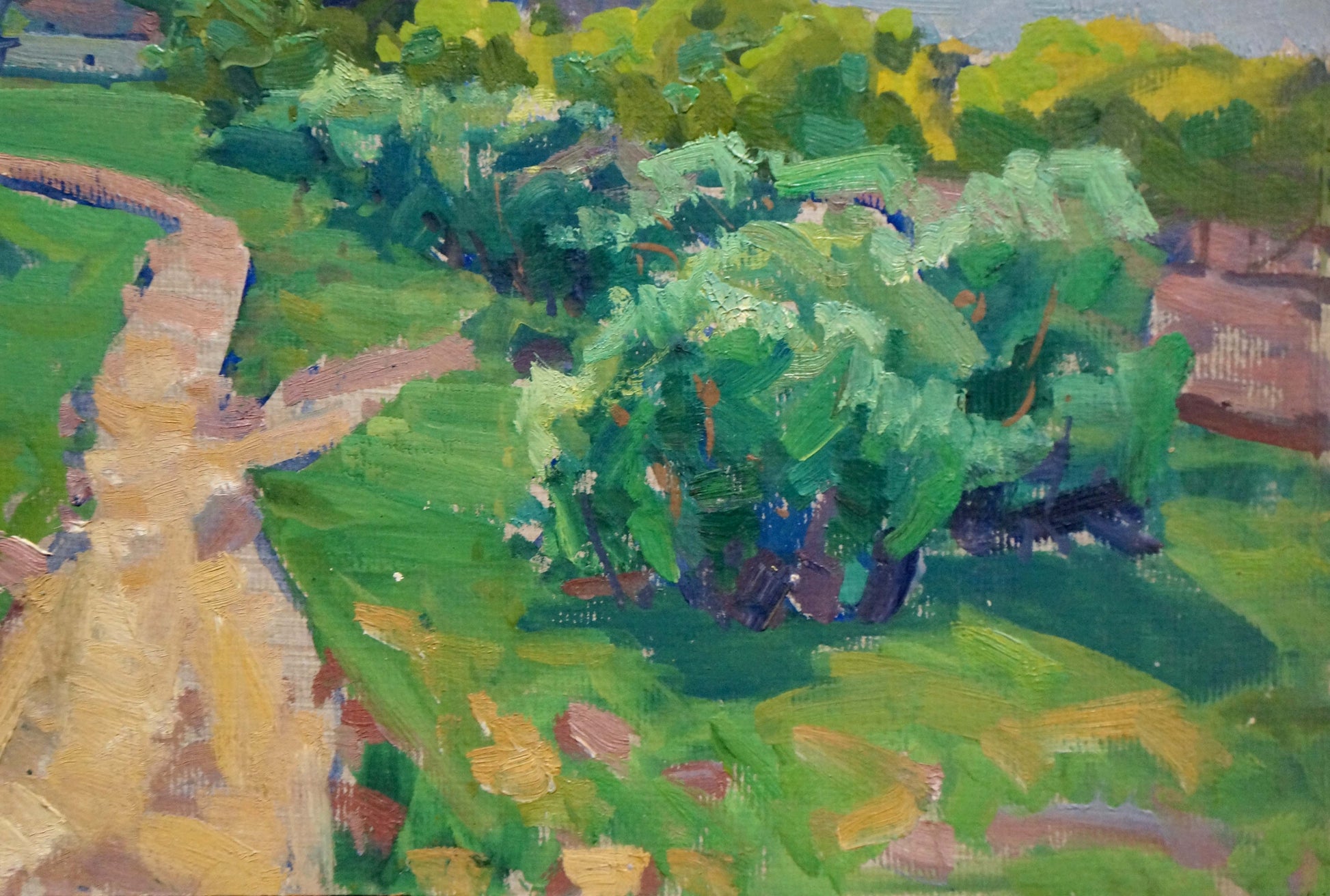 Oil painting Warm summer day by Anatoly Fomin: winding path through lush fields