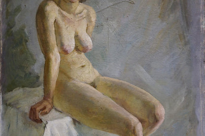 Impressionistic oil painting by P. Yakimchuk of contemplative female figure portrait