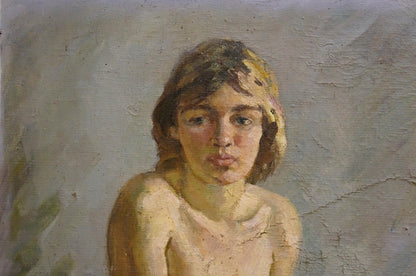 Impressionistic oil painting by P. Yakimchuk of female figure with brown hair