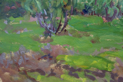 Vibrant impressionist oil painting Wet forest after rain by Anatoly Fomin