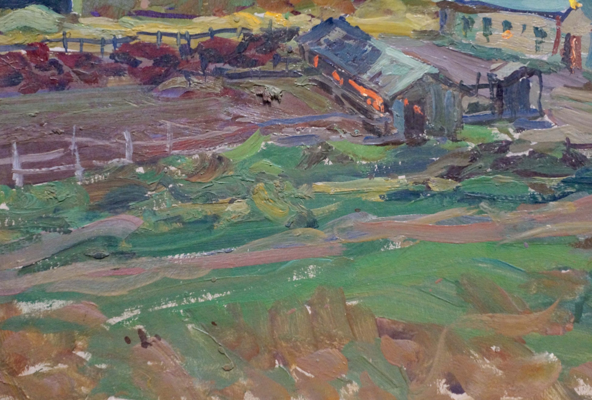 Vibrant impressionist oil painting Farm by Fomin Anatoly Nikiforovich