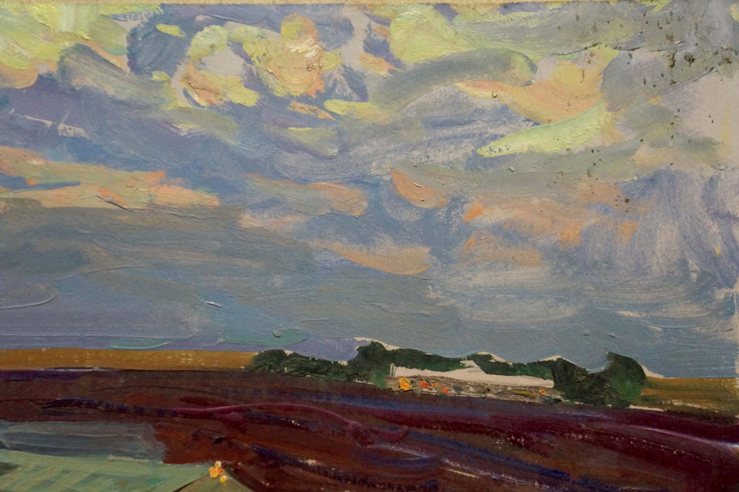 Oil painting Farm by Fomin Anatoly Nikiforovich, impressionistic landscape