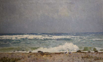 Textured impressionistic oil painting of turbulent ocean waves by Sulimenko Petr Stepanovich