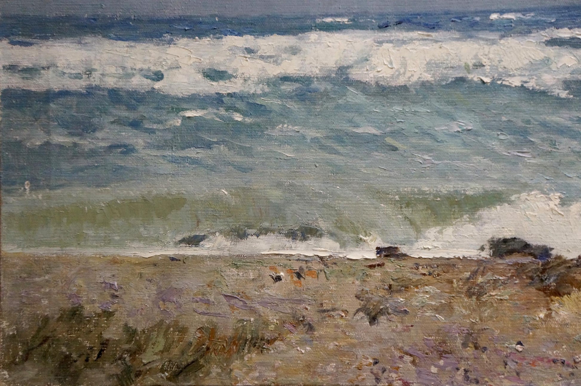 Oil painting of crashing waves on beach by Sulimenko Petr Stepanovich