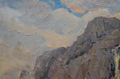 Oil painting of textured gray ochre Mount Ai-Petri by Zhugan Vladimir Alexandrovich