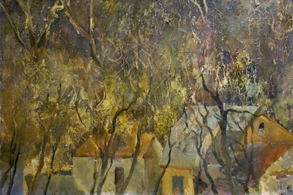 Oil painting Suburban Massif by Bazilev Sergey textured impressionist houses