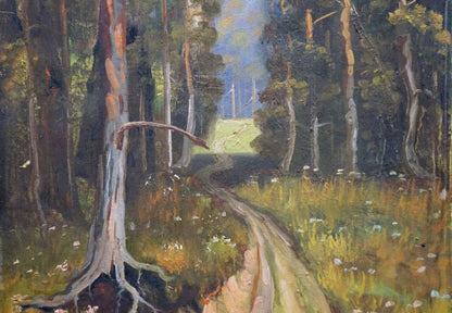 Oil painting Path in the summer forest by unknown artist