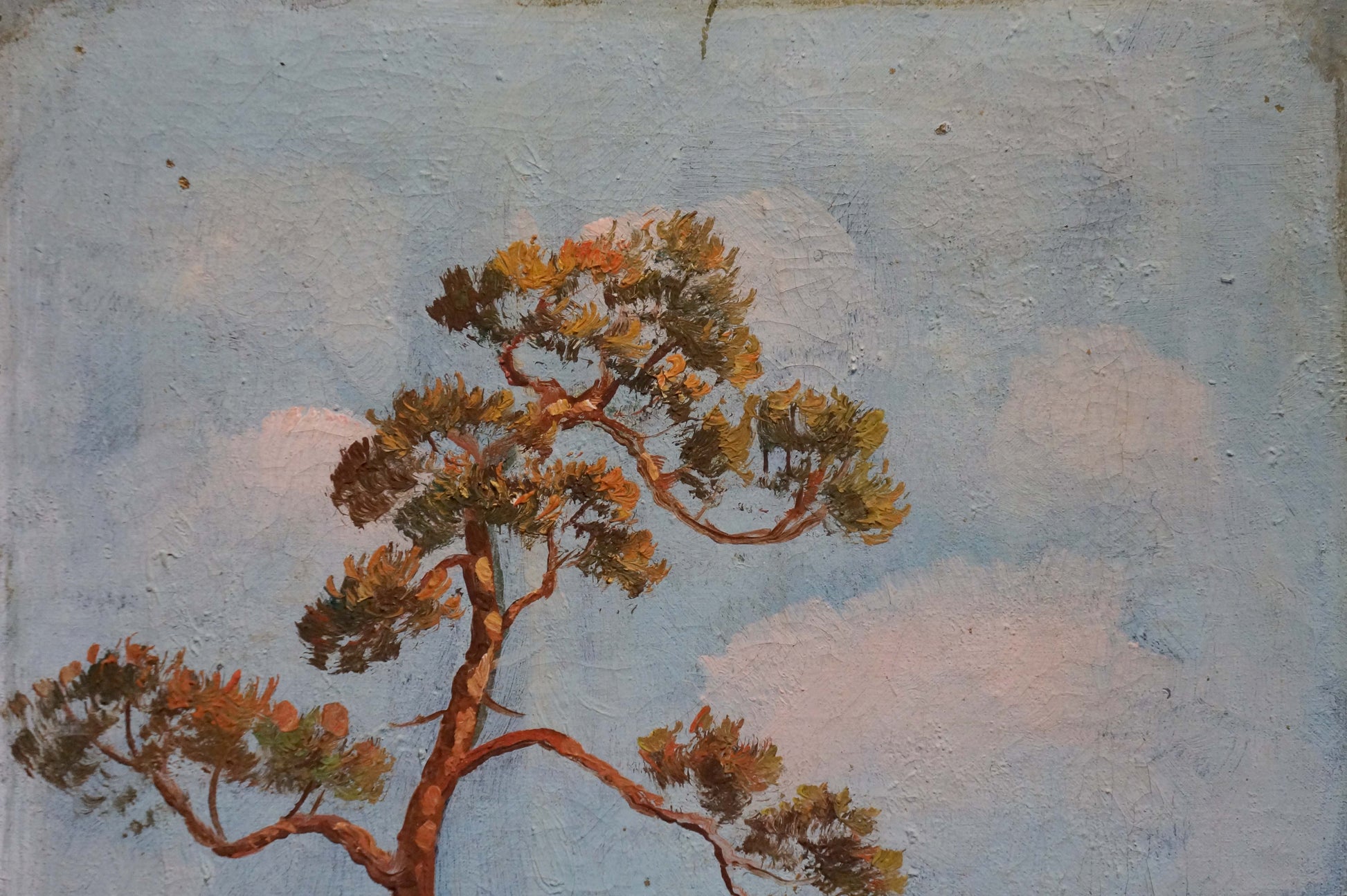 Oil painting of summer forest path with pine tree by unknown artist