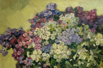 Vibrant oil painting Phlox by Suponin Petr Mikhailovich, lush purple flowers